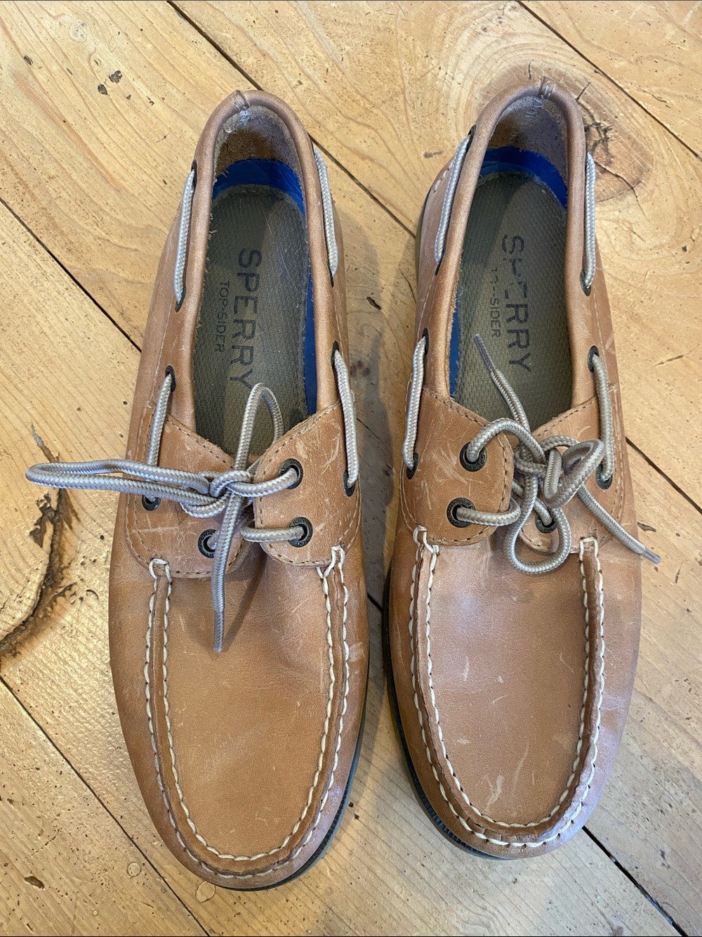 Men’s Sperry top sided leather boat loafer camel tan brown 9